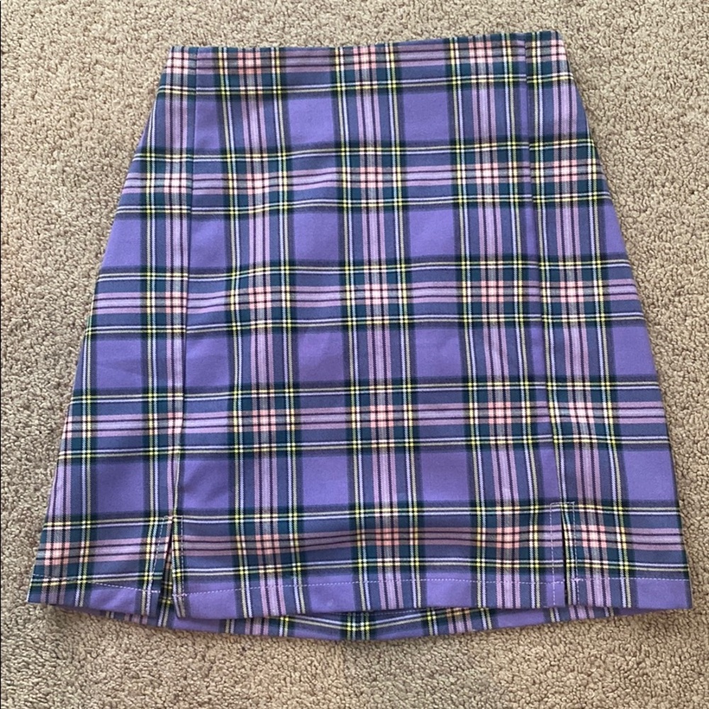 Purple plaid brandy Melville mini skirt
